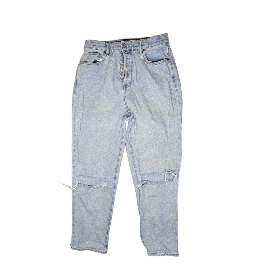 PacSun Womens High Rise Straight Leg Light Wash Distressed Button Fly Jeans 28